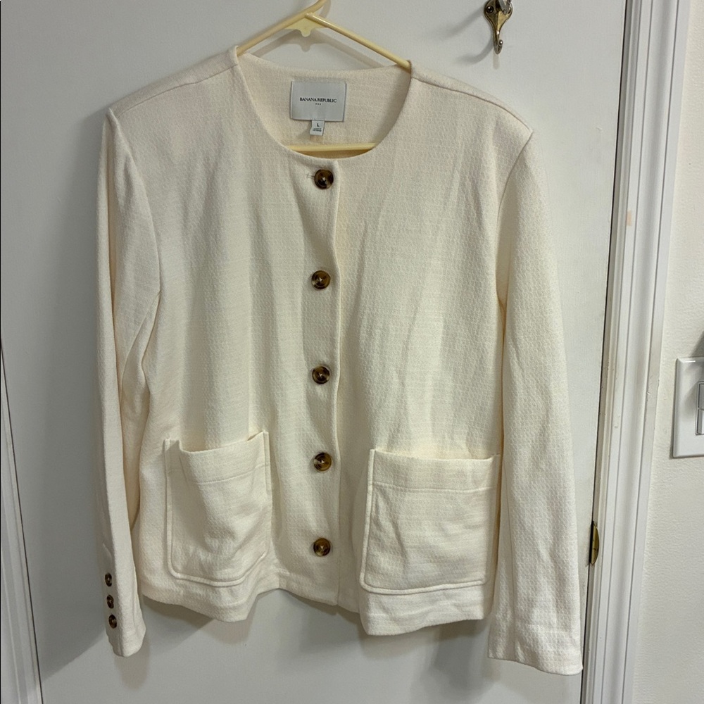 NWOT Banana Republic Off-White Textured sweater in Sz L